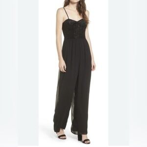 Band of the Free Black Velvet Bustier Wide Leg Jumpsuit